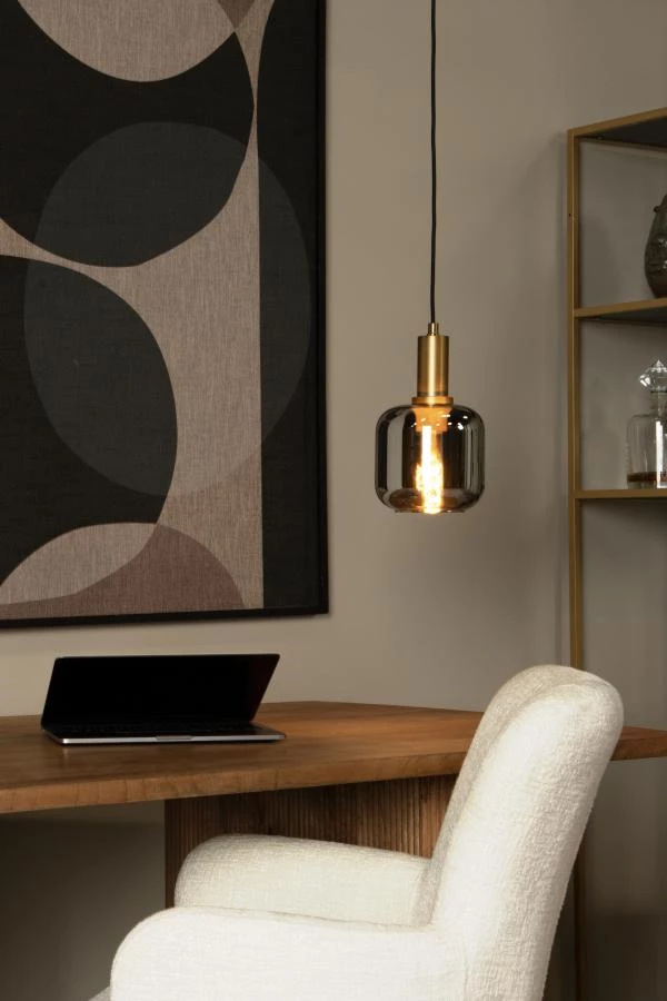 Lucide JOANET - Pendant light - Ø 16 cm - 1xE27 - Smoke Grey - atmosphere 1